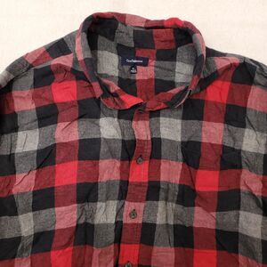 Croft & Barrow Gingham Flannel Casual Button Up Shirt Mens Size L Red Black